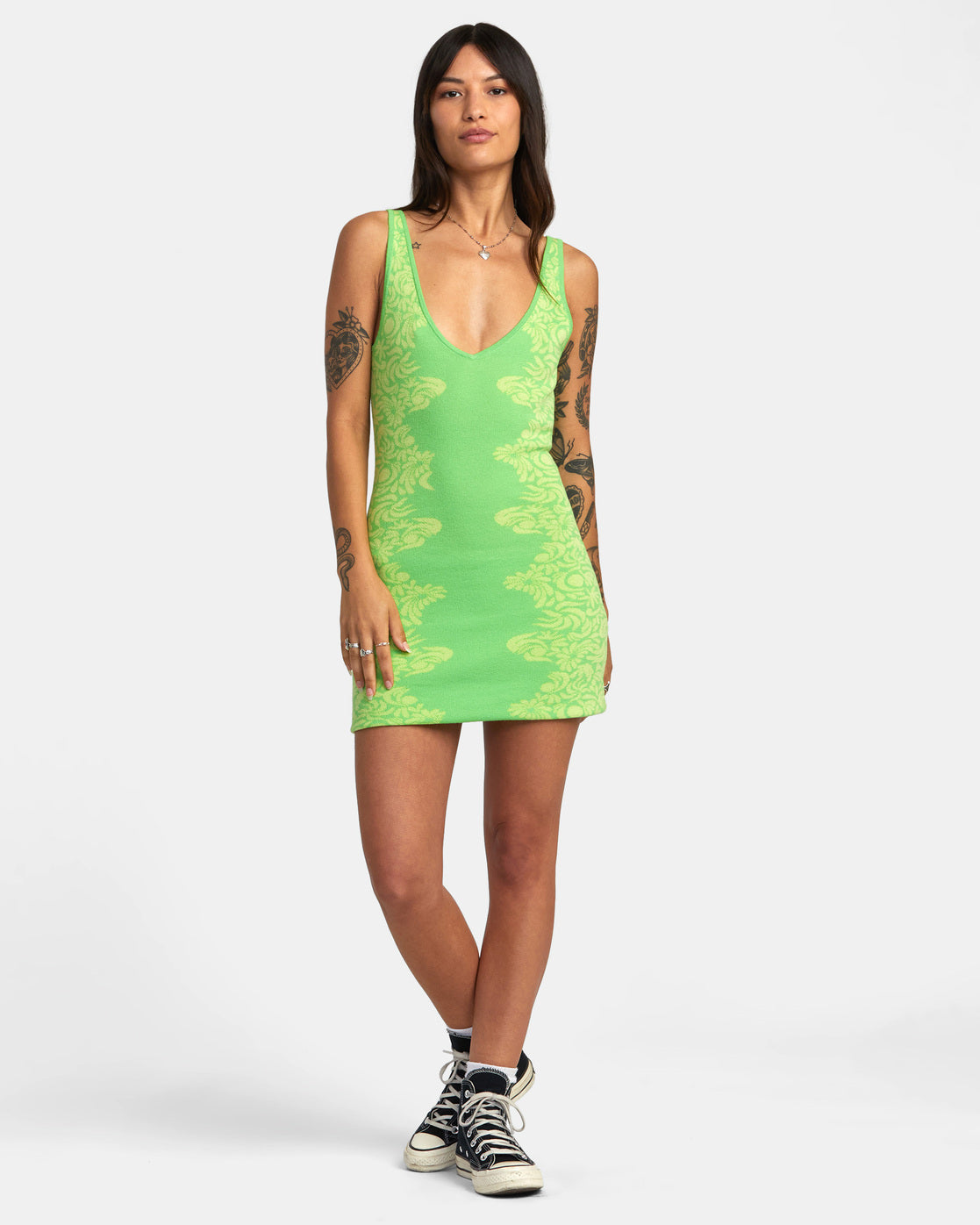 RVCA Mai Tai Sweather Dress GJS0-Green Flash M