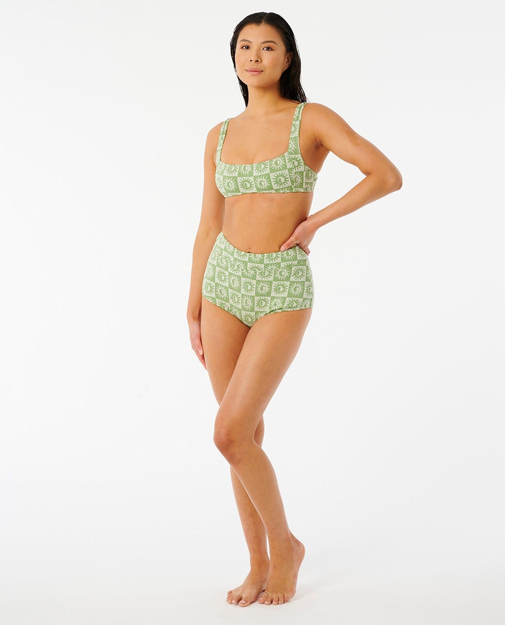 Rip Curl Summer Check Jacquard Boyleg Bottom 0060-Green M