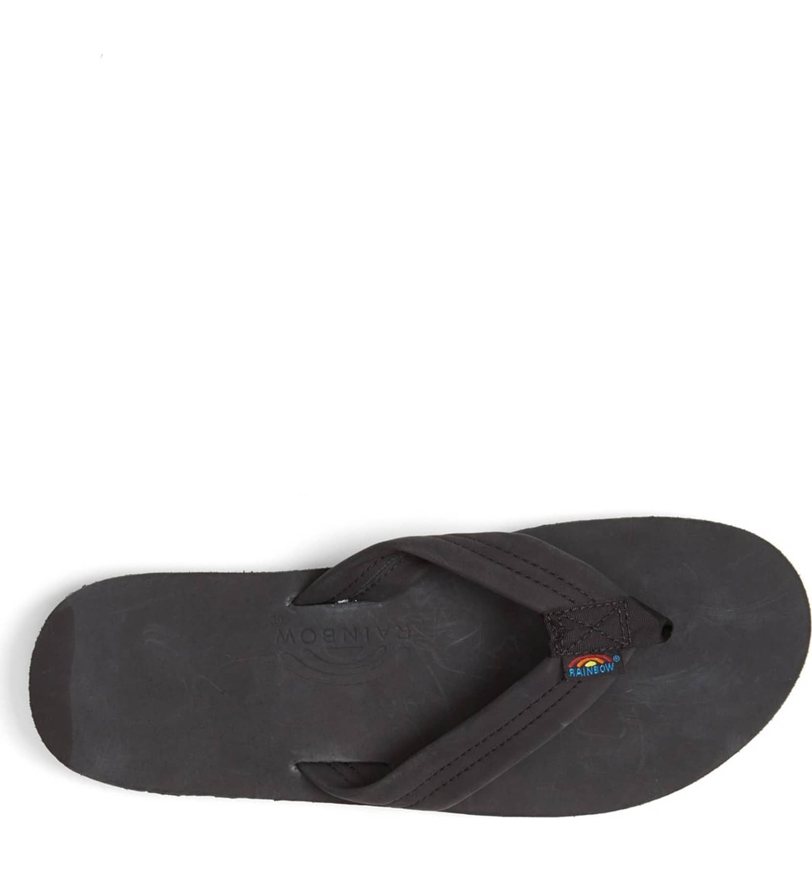 Rainbow Single Layer Leather Mens Sandal Classic Black XXL
