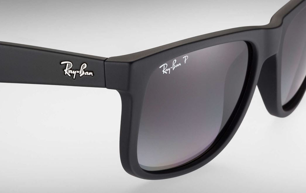 Ray Ban Justin Polarized Sunglasses BlackRubber Grey Gradient Wayfarer