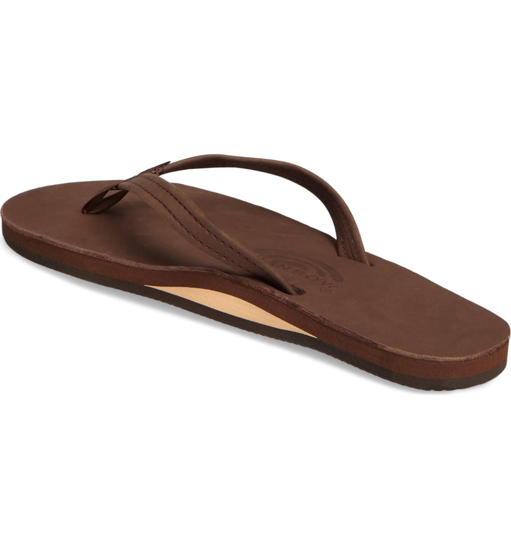 Rainbow Single Layer Leather Narrow Strap Womens Sandal Expresso XL