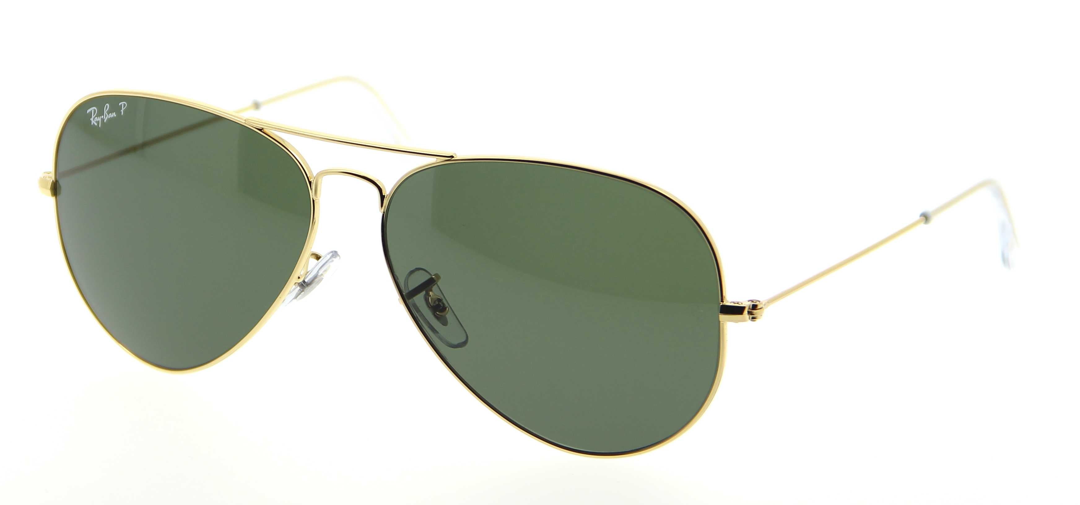 Ray Ban Aviator Large Metal Polarized Sunglasses Gold Crystal Green Aviator