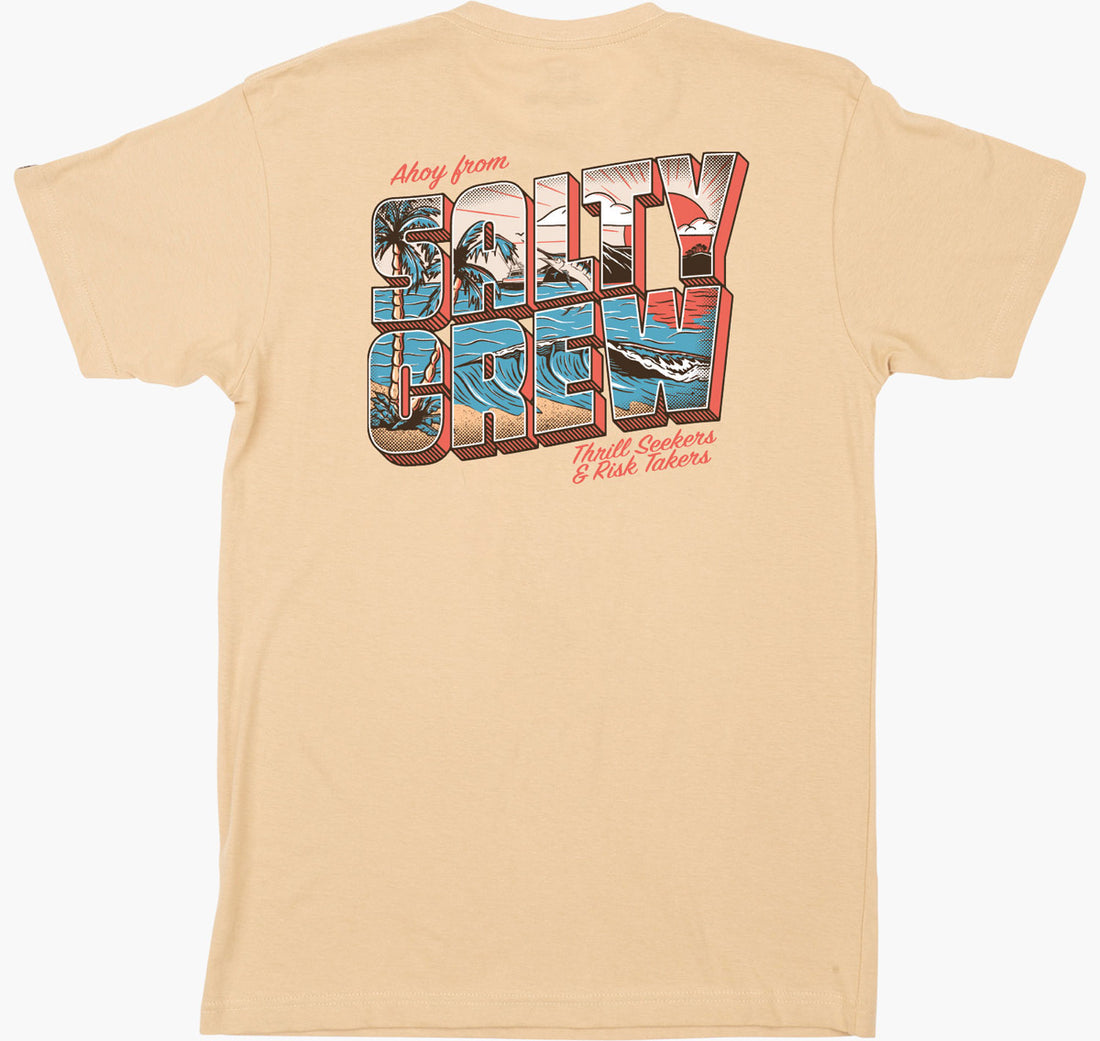 SALTY CREW GREETINGS PREMIUM S/S TEE CAMEL L