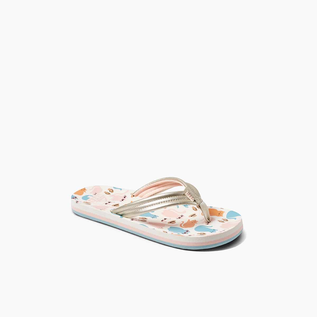 Reef Ahi Girls Sandal Cool Cats 5 Y