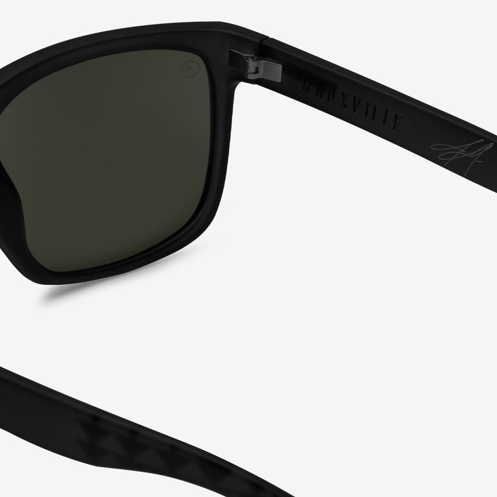 Electric Knoxville Polarized Sunglasses JM Matte Black Grey Glass Square