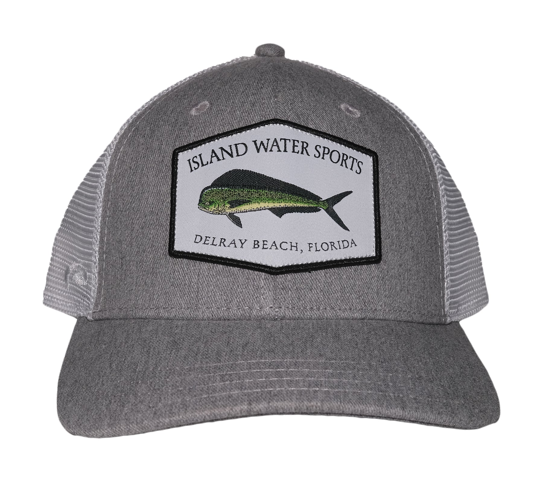 Island Water Sports Delray Beach Baseball Hat Mahi GreyHeather