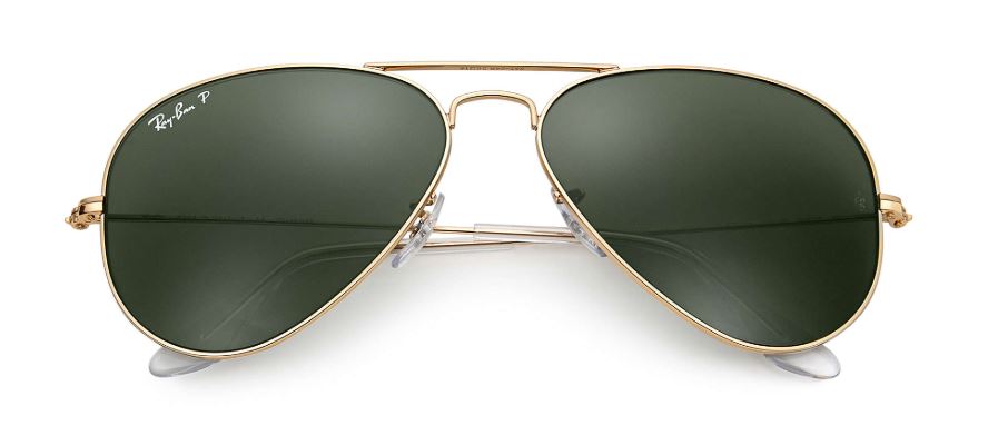 Ray Ban Aviator Large Metal Polarized Sunglasses Gold Crystal Green Aviator