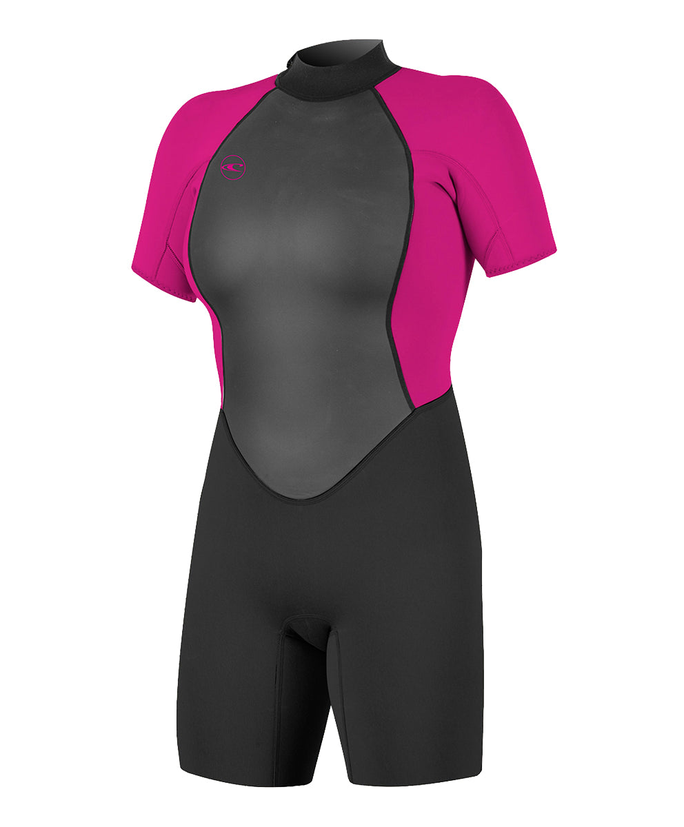 O Neill Reactor-2 2mm Back Zip SS Womens Springsuit C09-BLK/BERRY 12