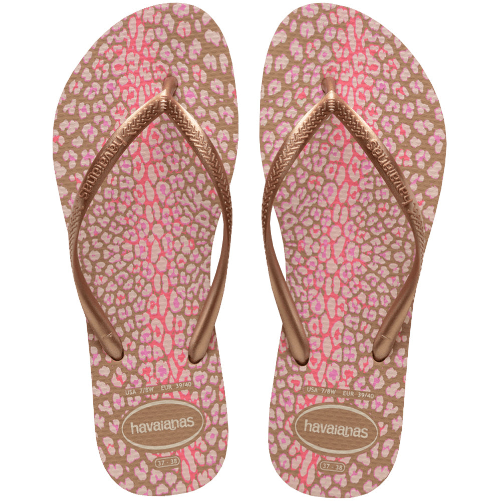 Havaianas Slim Animals Girls Sandals 8548-Rose Gold-Metallic Rose Gold 11 C