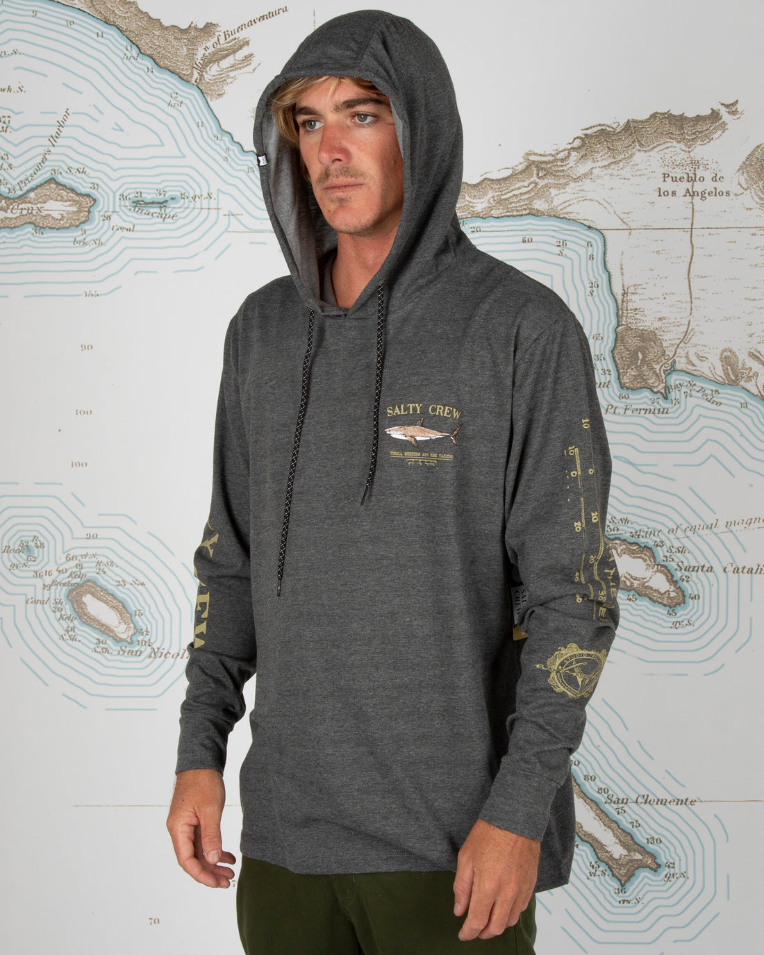 Salty Crew Bruce Hood Tech Tee Charcoal M