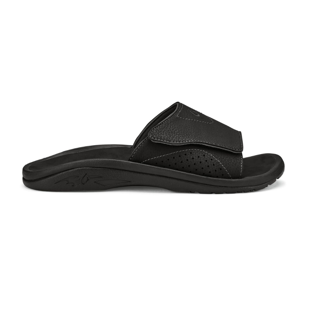 Olukai Nalu Slide Mens Sandal 4040-Black-Black 12