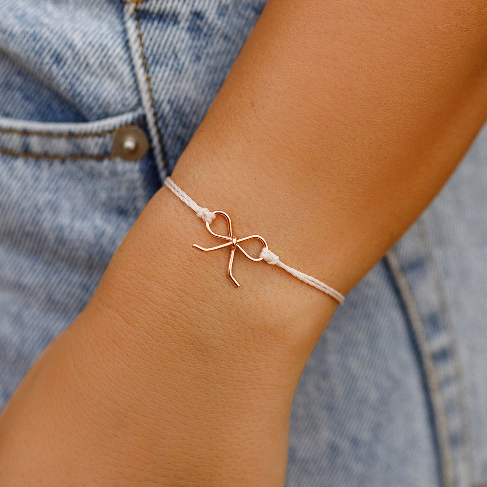 Pura Vida Bow Charm Rose Gold Bracelet VANL OS