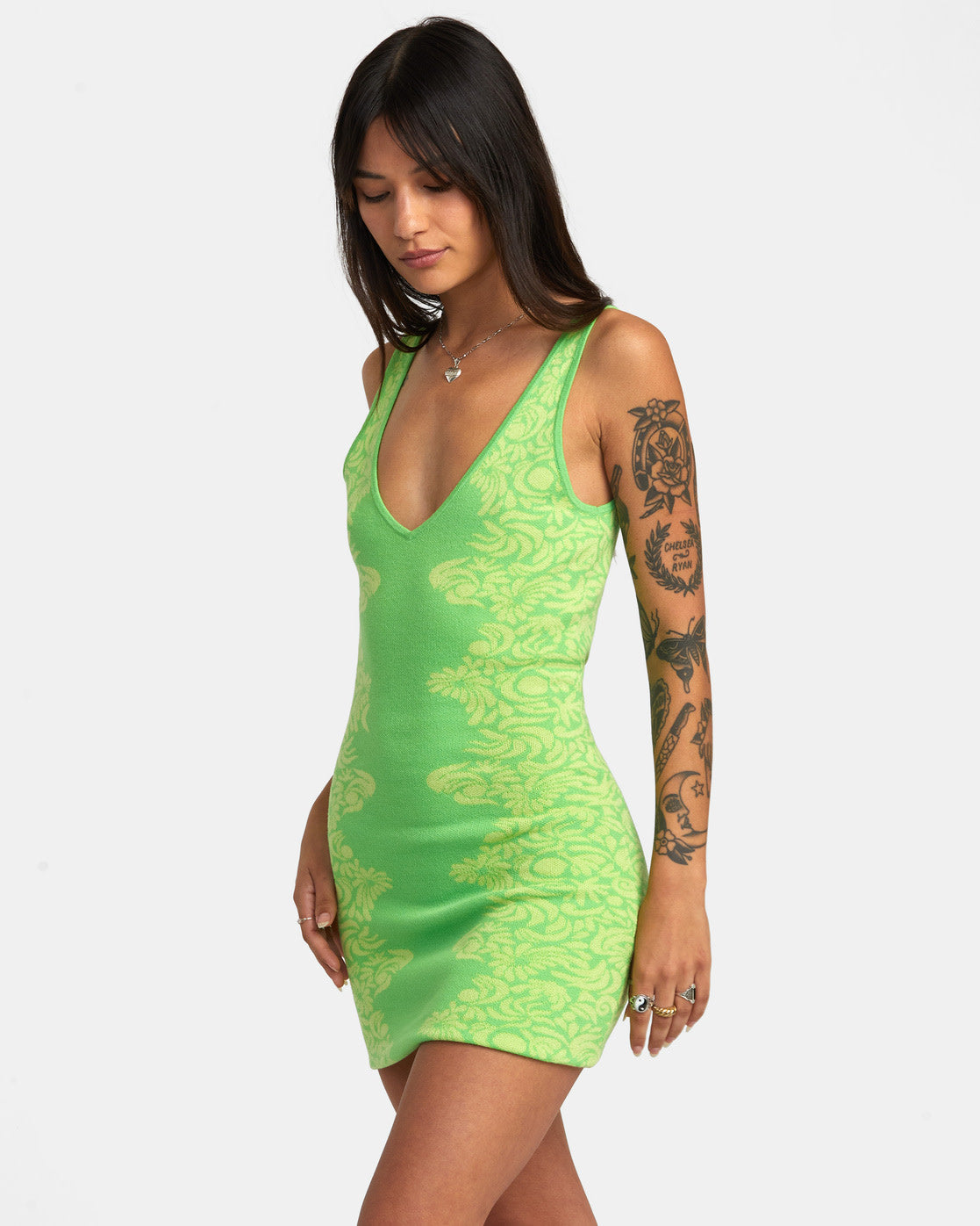 RVCA Mai Tai Sweather Dress GJS0-Green Flash L