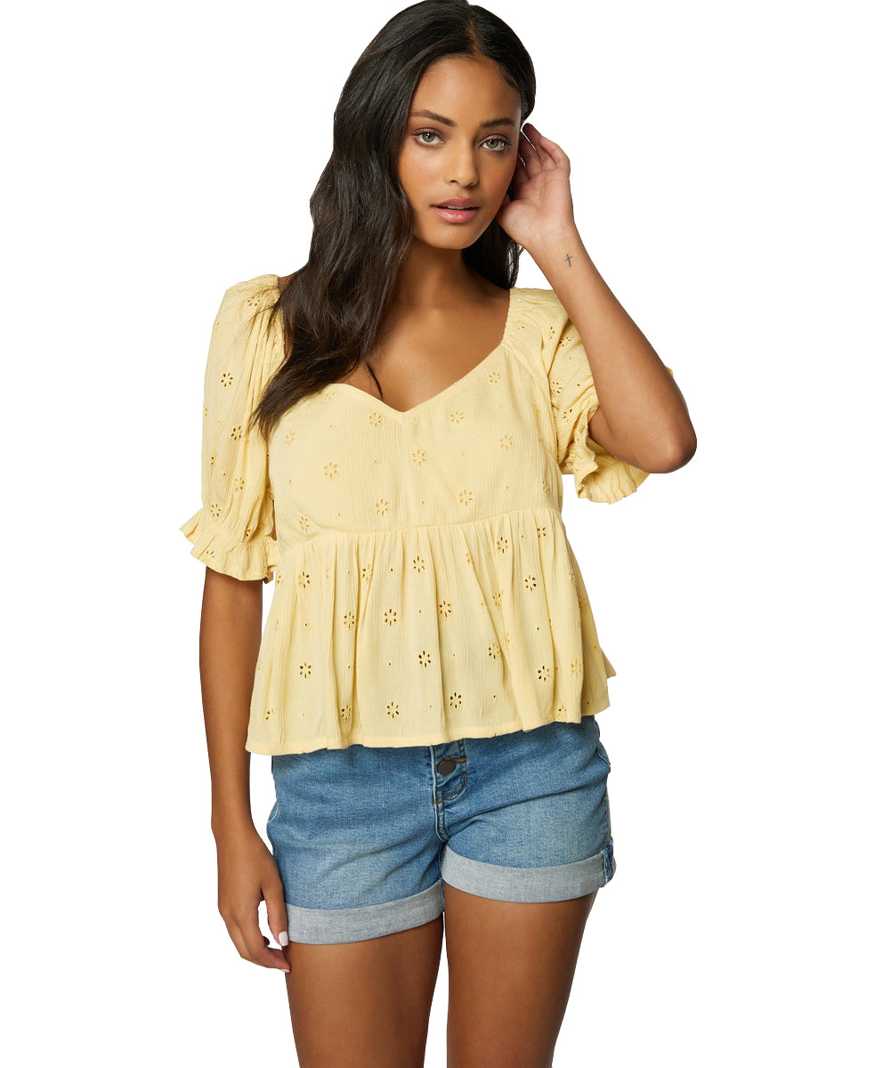 O'Neill Isabel Eyelet Top STR-Straw M