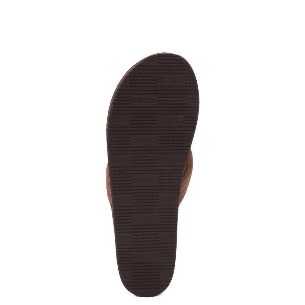 Rainbow Single Layer Leather Womens Sandal Dark Brown S