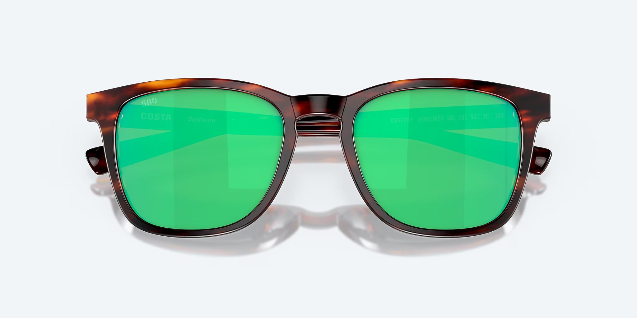 Costa Del Mar Sullivan Polarized Sunglasses MatteTortoise GreenMirror 580G