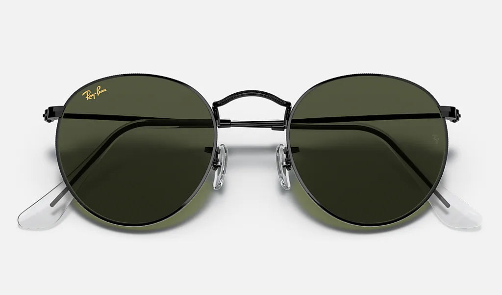 Ray Ban Round Metal Polarized Sunglasses Black G-15Green Round