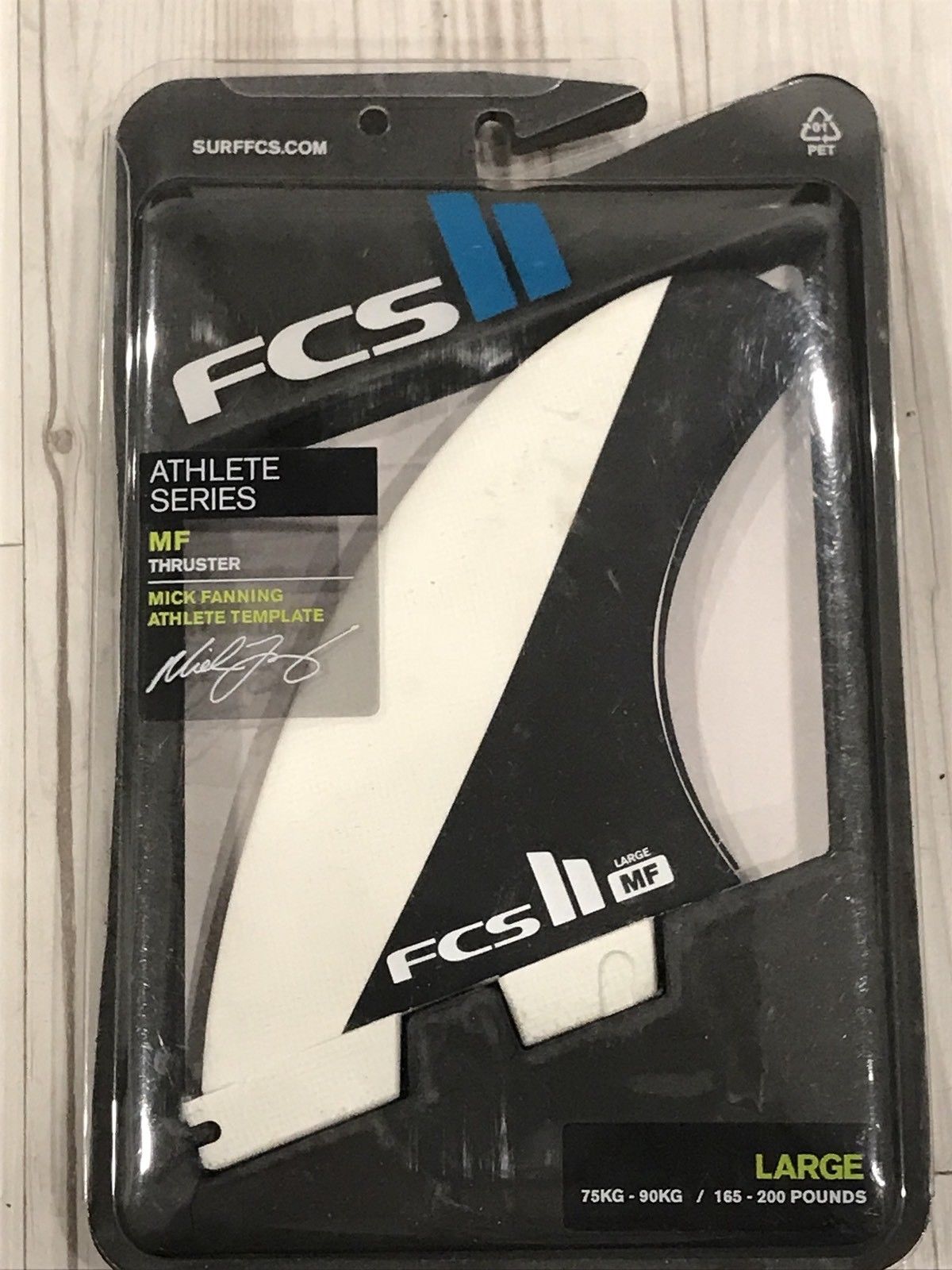 FCS 2 MF PC Tri-Fin Set Black-White L