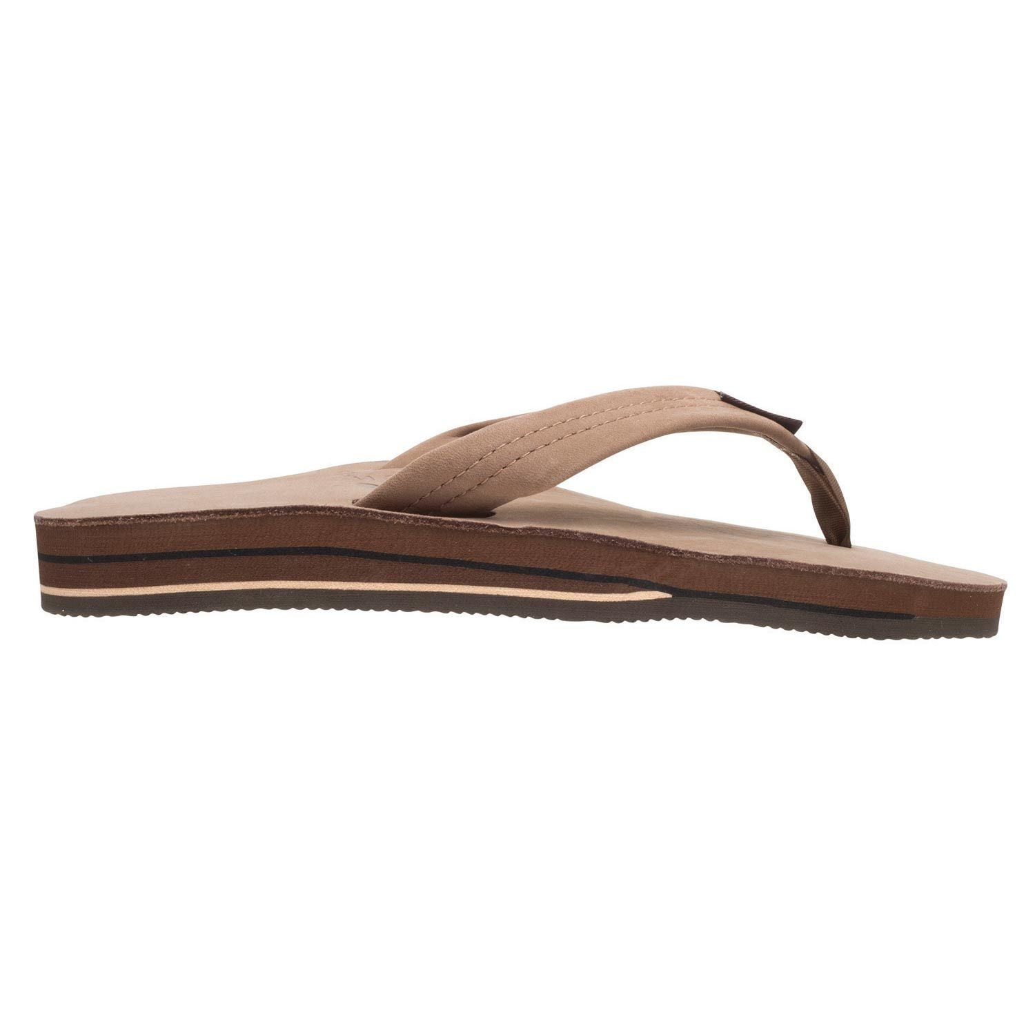 Rainbow Double Layer Leather Mens Sandal Dark Brown XXL