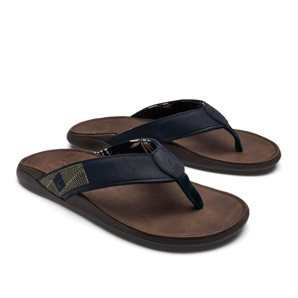 Olukai Tuahine Mens Sandal DE63-Trench Blue-Dark Wood 9