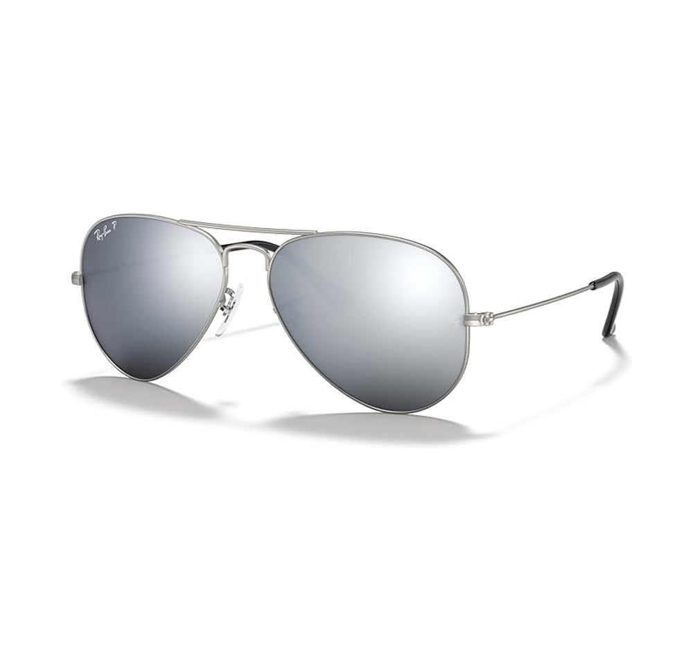 Ray Ban Aviator Large Metal Sunglasses MatteSilver DarkGreyMirror Aviator