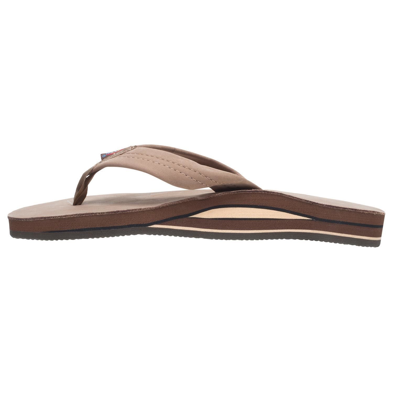 Rainbow Double Layer Leather Mens Sandal Dark Brown XXXL