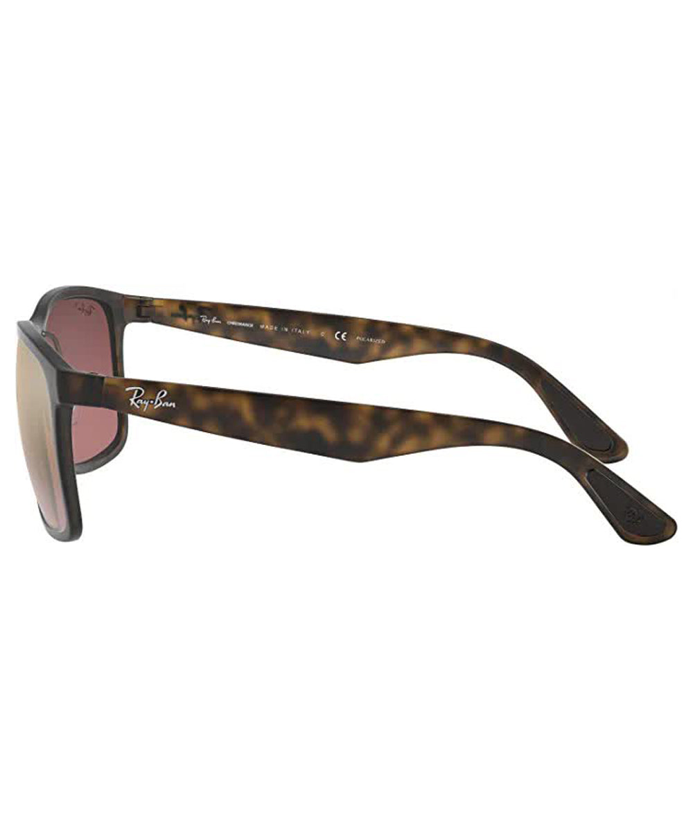 Ray Ban RB4264 Polarized Sunglasses MatteHavana Violet Mirror Square