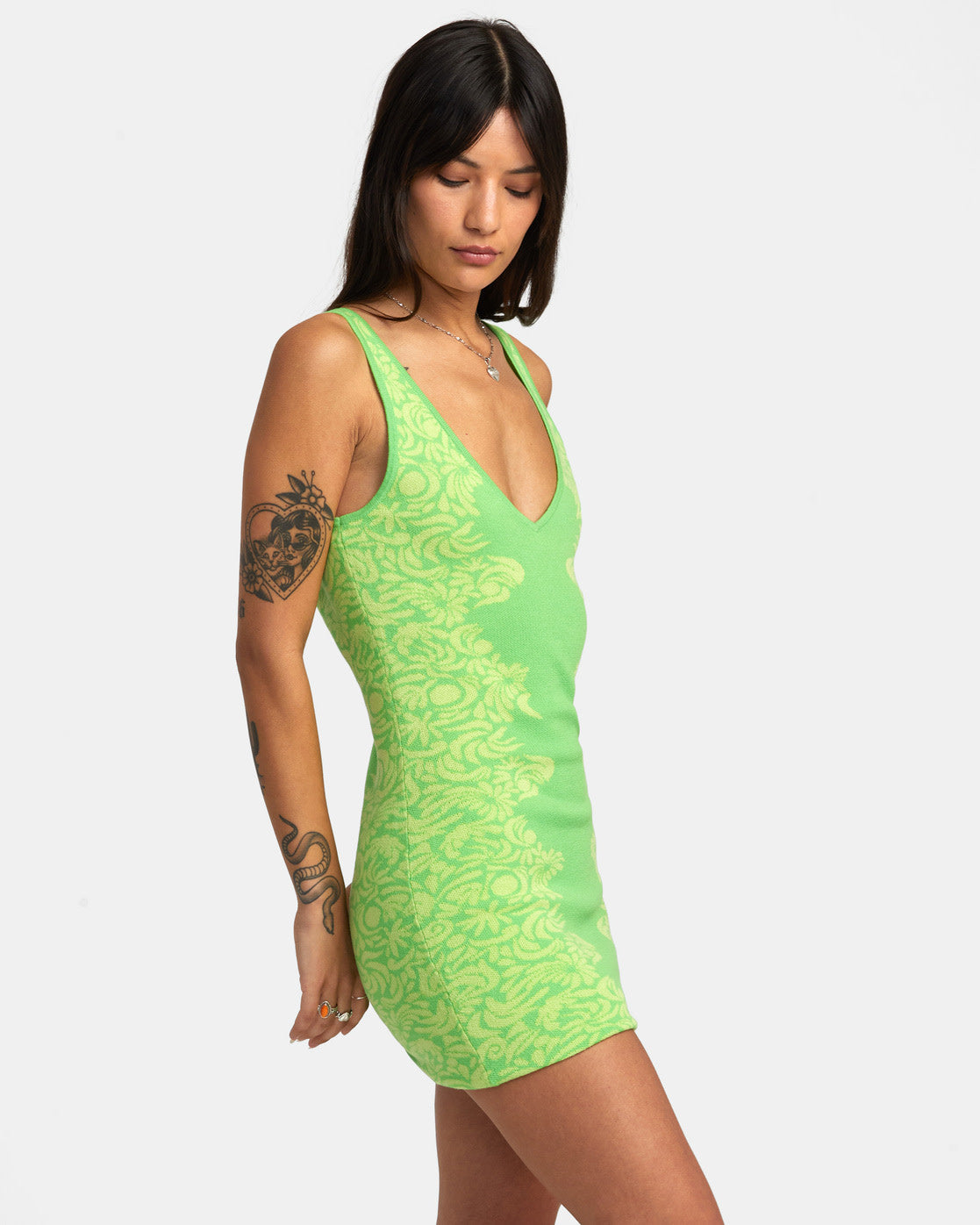 RVCA Mai Tai Sweather Dress GJS0-Green Flash L