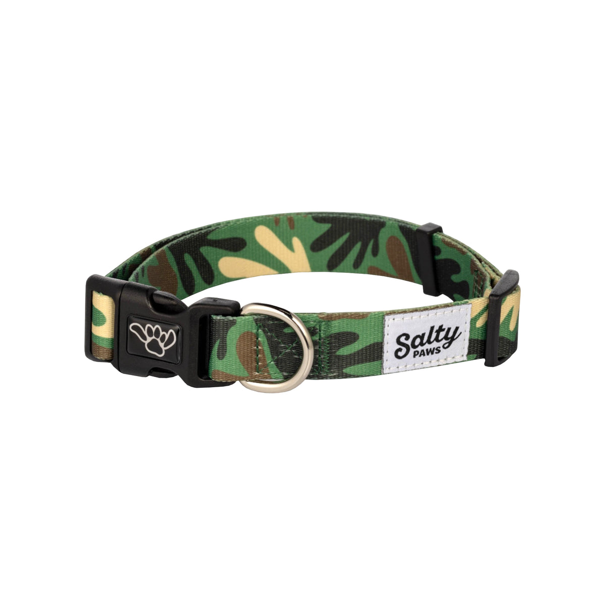 Salty Paws Surfing Dog Collar | Designs for Beach Dogs, Floral, Fishing, Surfing, Hawaiian, Green Camo M