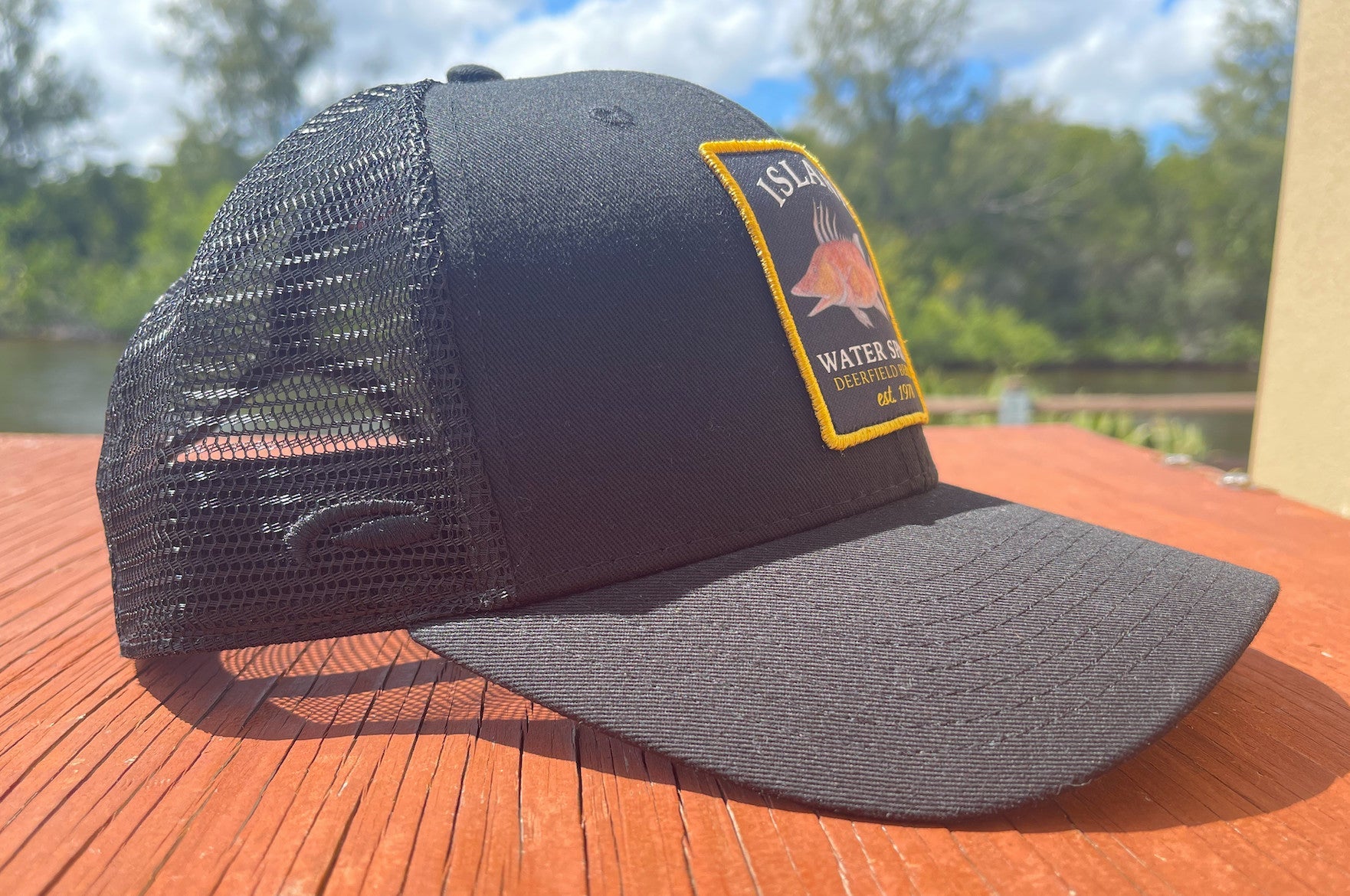 Island Water Sports Hogfish Trucker Hat Black OS