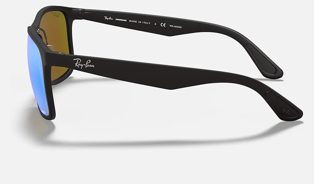 Ray Ban RB4264 Polarized Sunglasses MatteBlack GreenMirrorBlue Square