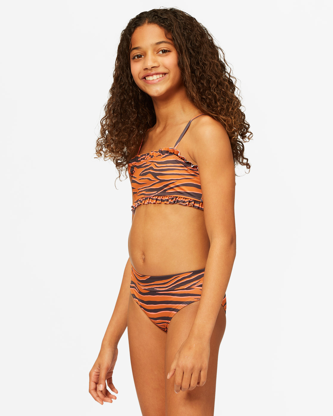 Billabong Girls' Sneakaway Ruffle Tank Bikini Set BRZ-Bronze 10
