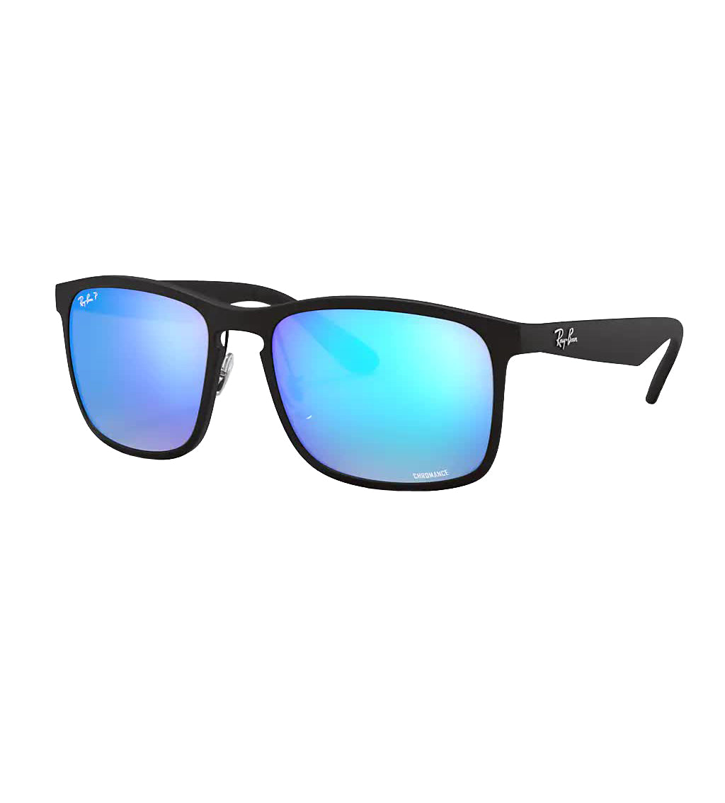 Ray Ban RB4264 Polarized Sunglasses MatteBlack GreenMirrorBlue Square