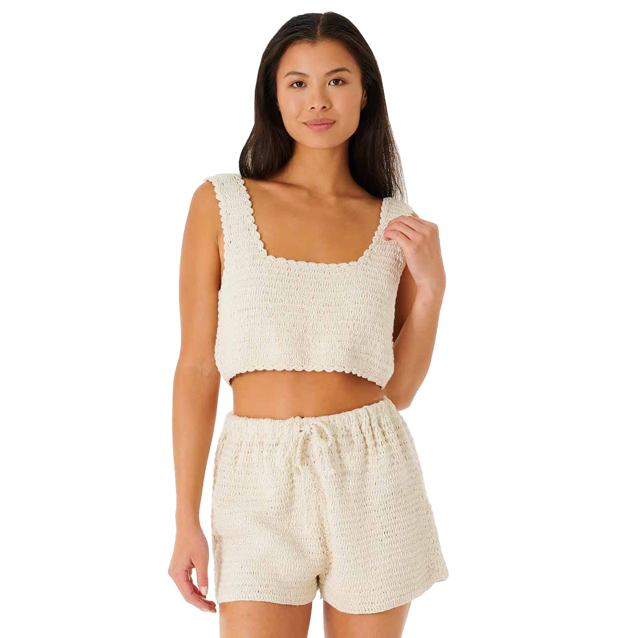 Rip Curl Oceans Together Crochet Top OFF WHITE L