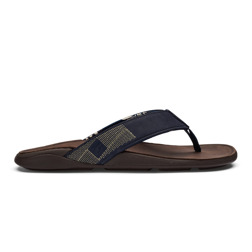 Olukai Tuahine Mens Sandal DE63-Trench Blue-Dark Wood 9