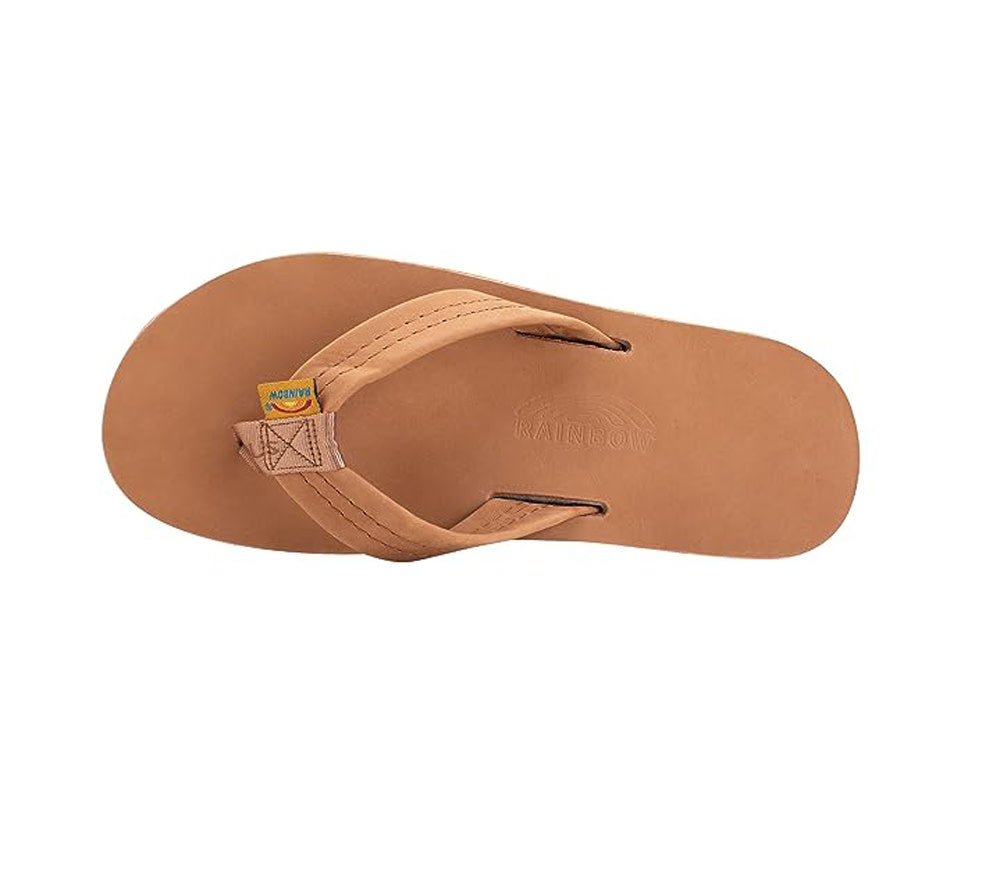 Rainbow Single Layer Leather Mens Sandal Tan-Blue L