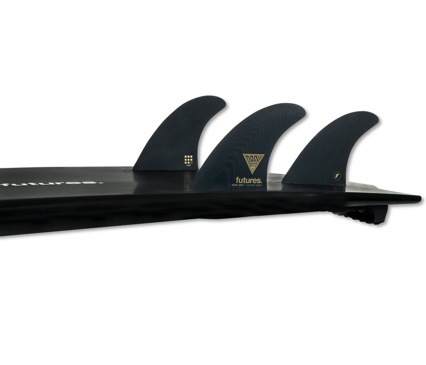 Future Fins Dark Arts Control Series Thruster Set Black-Gold L