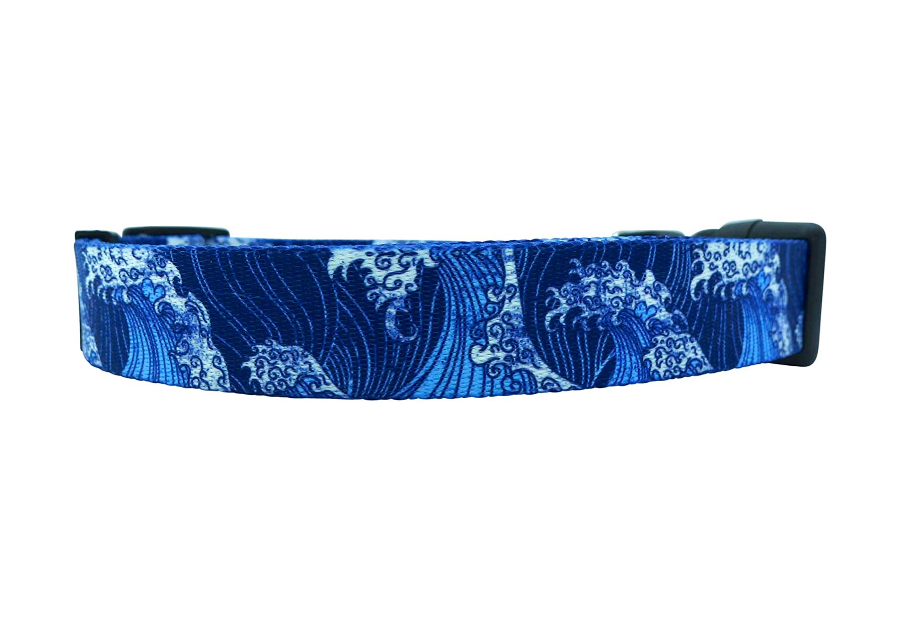 Salty Paws Surfing Dog Collar | Designs for Beach Dogs, Floral, Fishing, Surfing, Hawaiian, BlueWave L