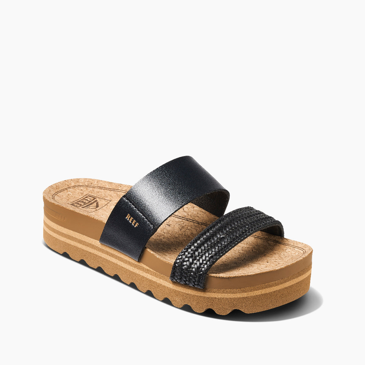 Reef Cushion Vista Hi Womens Sandal Black Braid 8.5