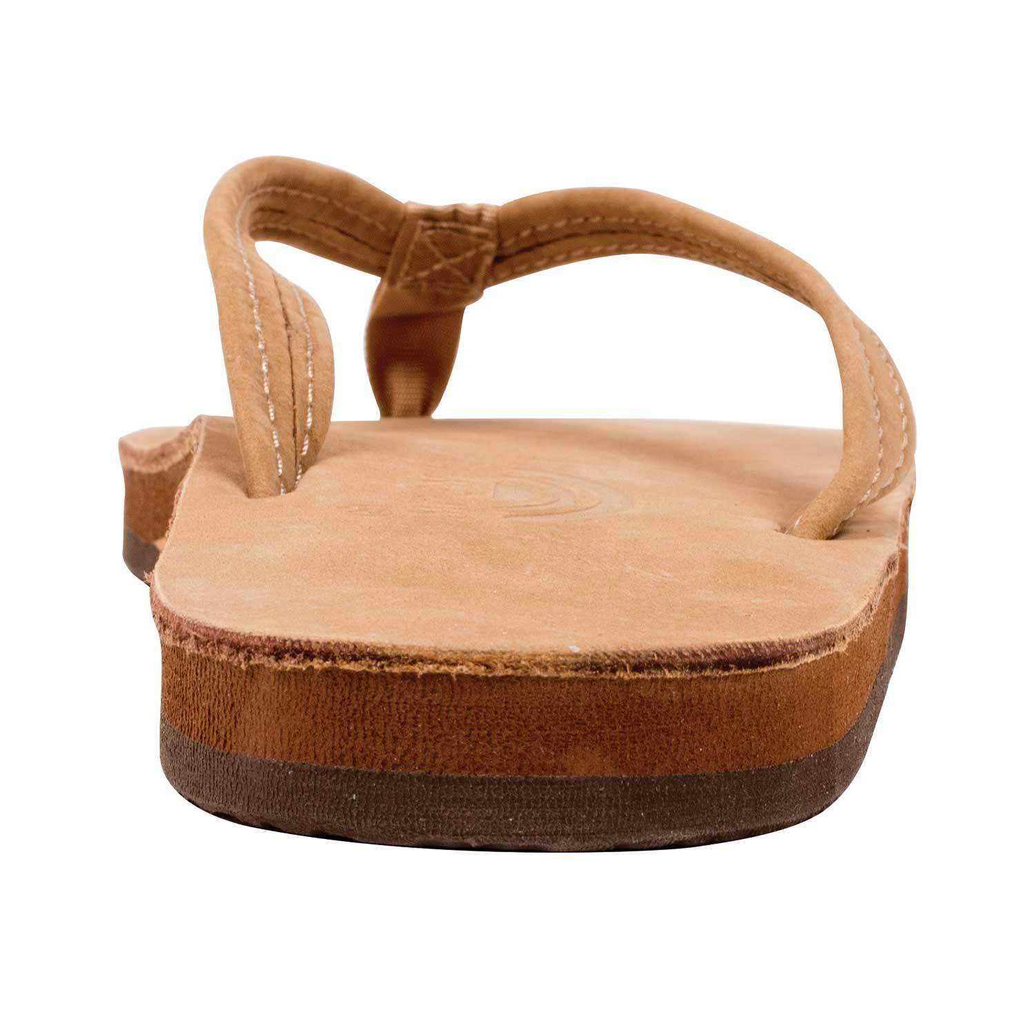 Rainbow Single Layer Leather Narrow Strap Womens Sandal Sierra Brown 11