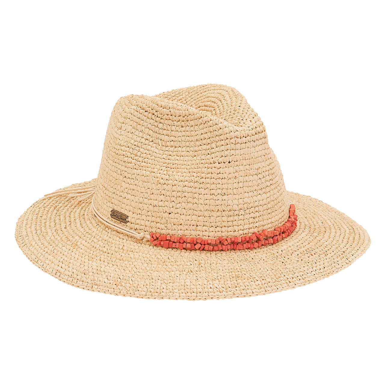 Sun N' Sand Raffia Safari Hat Coral OS