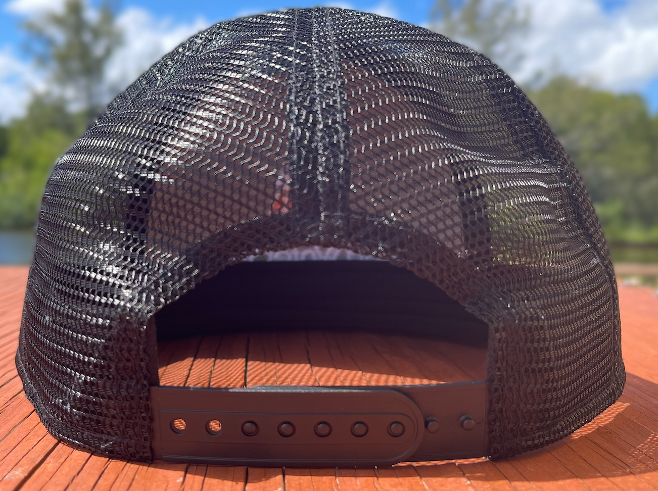 Island Water Sports Sunrise Palm Trucker Hat Black OS