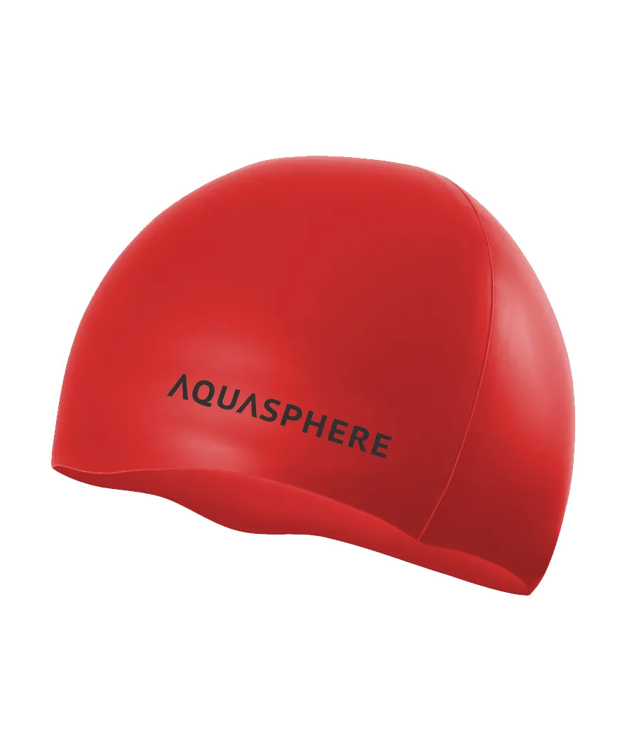 Aqua Sphere Plain Silicone Swim Cap Red-Black
