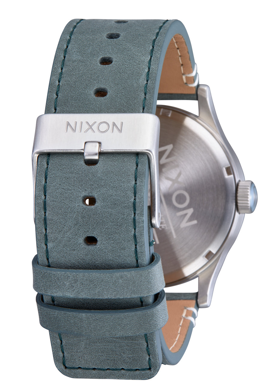 Nixon The Sentry Leather Watch 5158-Silver-Dusty Blue-Dark Forest
