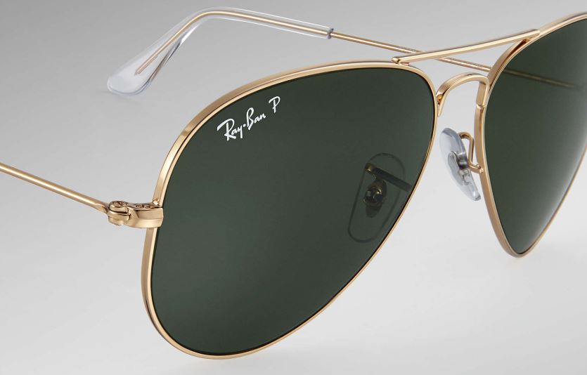 Ray Ban Aviator Large Metal Polarized Sunglasses Gold Crystal Green Aviator