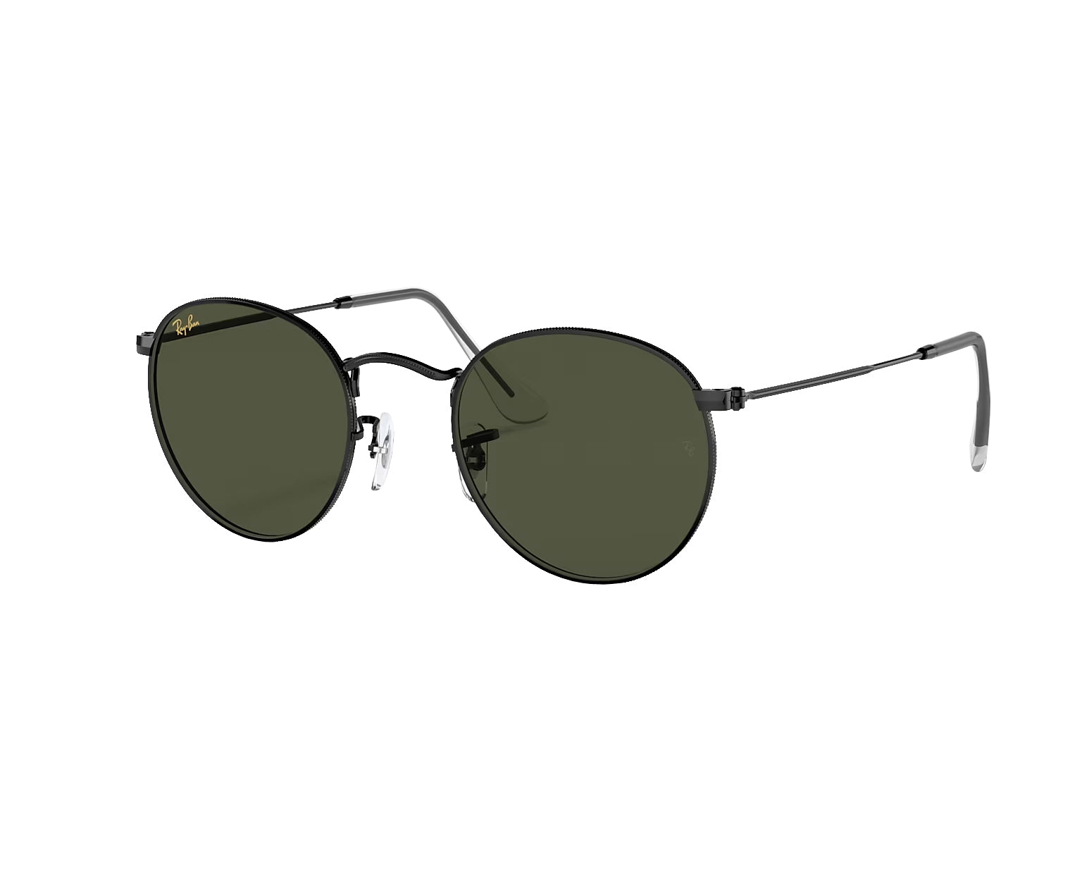 Ray Ban Round Metal Polarized Sunglasses Black G-15Green Round