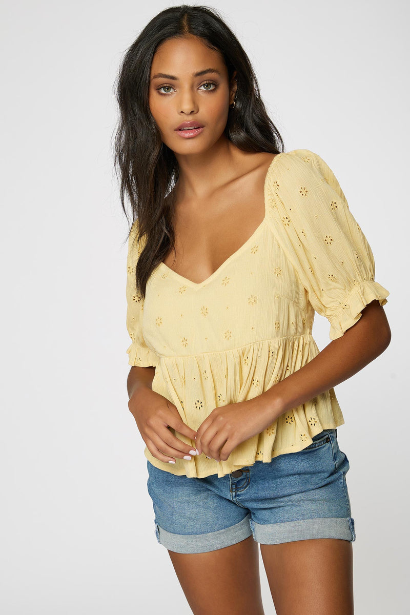 O'Neill Isabel Eyelet Top STR-Straw M