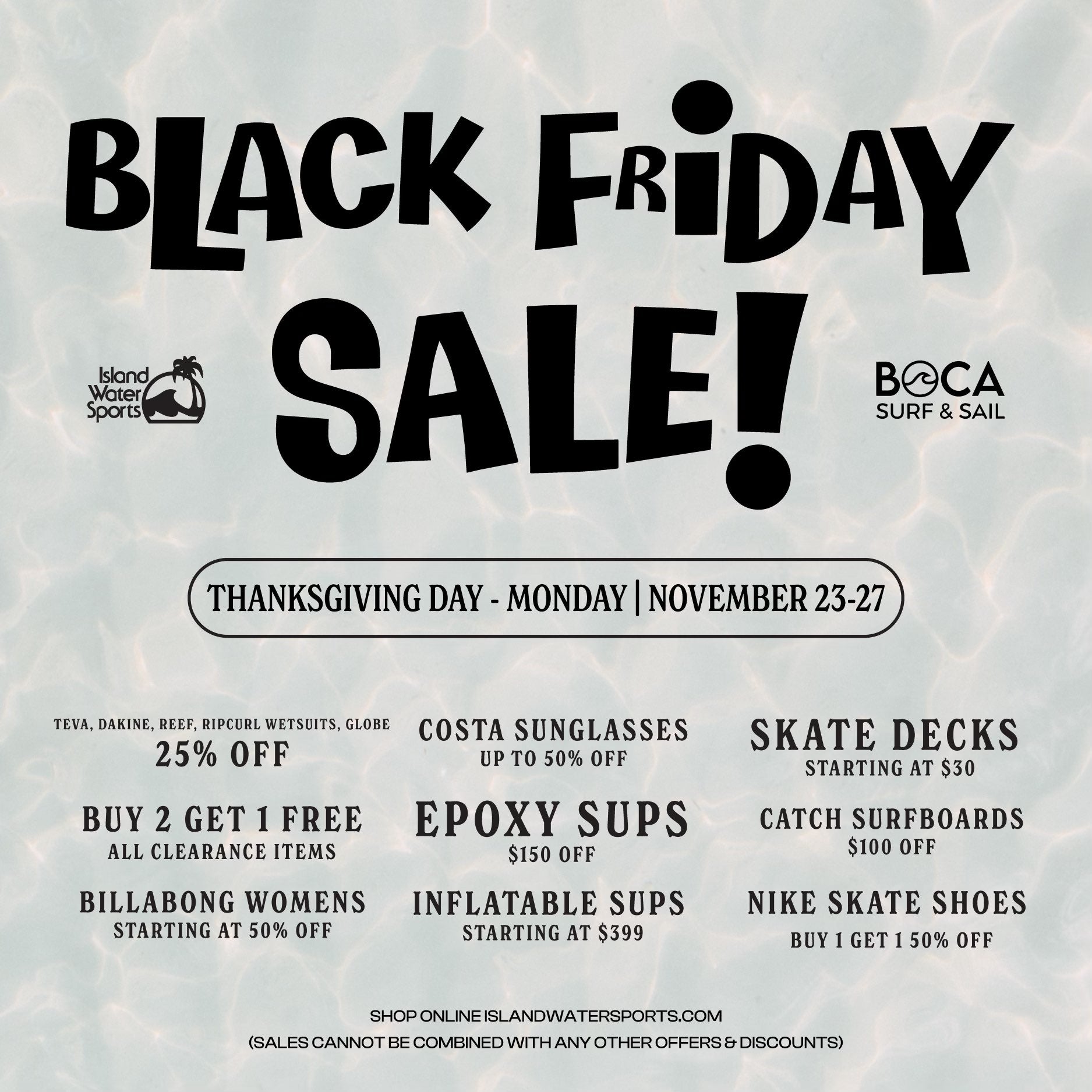 Island Water Sports & Boca Surf and Sail Black Friday Sale 2023