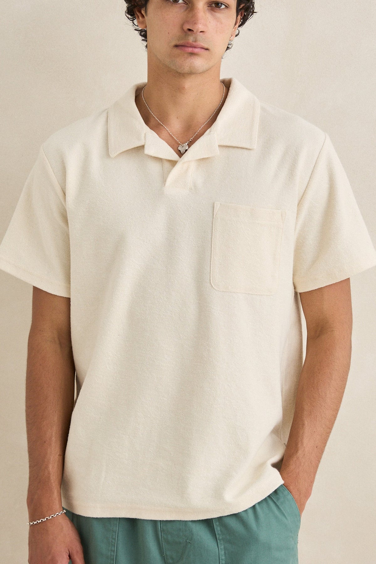 Rhythm Vintage Terry Polo Shirt Natural 2M