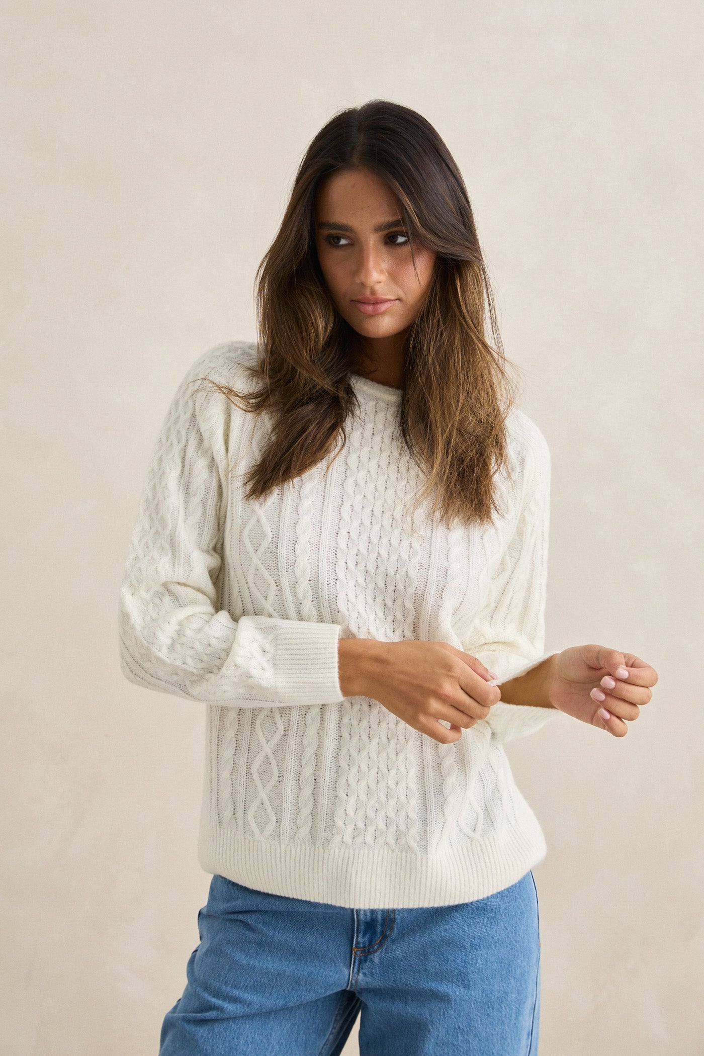 RHYTHM MOHAIR OCEANSIDE KNIT WHT-VINTAGE WHITE 4L
